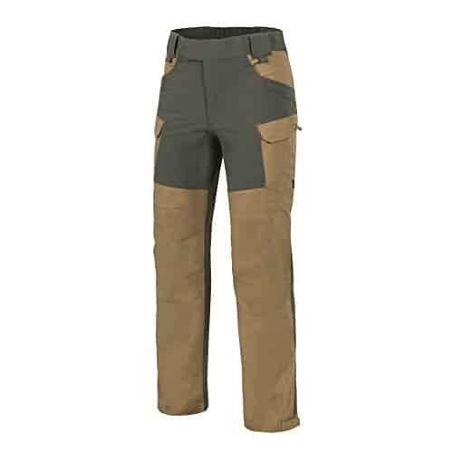 Helikon-Tex HOP Hybrid Outback Tactical Pants - Ripstop Mens Cargo Pants - DuraCanvas VersaStretch - Outdoors, Hiking, Law Enforcement, Work Pants, Coyote Brown/Taiga Green Waist 34 Length 32