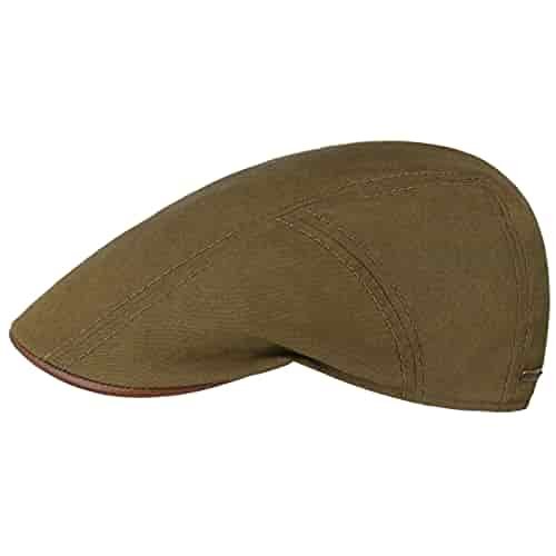 Stetson Waxed Cotton Flat Cap Men Olive 7 3/4