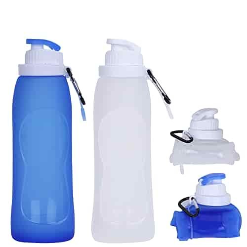Collapsible Water Bottle, McoMce Portable Folding Bottle & Water Bottle with Clip for Backpack, Foldable Water Bottle BPA Free, 2 Pcs Sport Bottle Water Squeeze Collapble Watterbottles Collapsible Water Bottle, McoMce Portable Folding Bottle & Water Bottle with Clip for Backpack, Foldable Water Bottle BPA Free, 2 Pcs Sport Bottle Water Squeeze Collapble Watterbottles