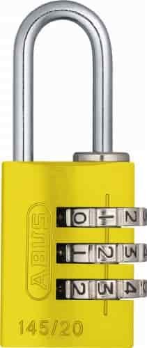 ABUS 145/20 C 20mm Body 3 Dial Resettable Combination Padlock, Yellow