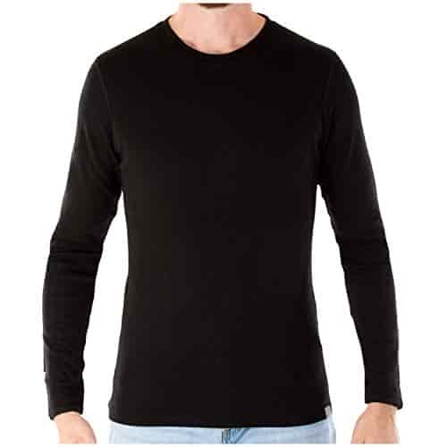 MERIWOOL Mens Base Layer - 100% Merino Wool Midweight Long Sleeve Thermal Shirt Black MERIWOOL Mens Base Layer - 100% Merino Wool Midweight Long Sleeve Thermal Shirt Black