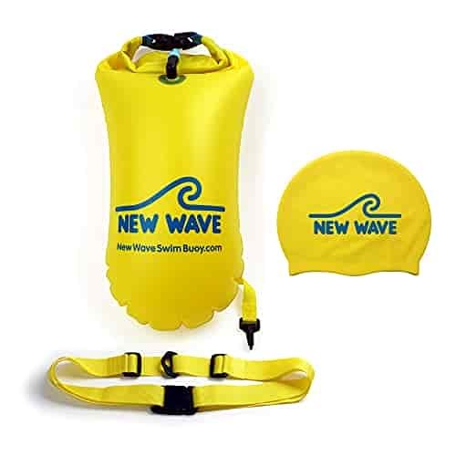 New Wave Swim Buoy & New Wave Swim Cap Bundle - Swim Safety Float and Drybag for Open Water Swimmers Triathletes, Open Water Swim Buoy Float for Safer Swim (PVC 15L Drybag Yellow + Silicone Cap) New Wave Swim Buoy & New Wave Swim Cap Bundle - Swim Safety Float and Drybag for Open Water Swimmers Triathletes, Open Water Swim Buoy Float for Safer Swim (PVC 15L Drybag Yellow + Silicone Cap)