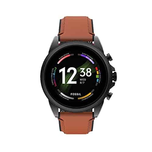 Fossil Men's Gen 6 44mm Stainless Steel and Leather Touchscreen Smart Watch, Color: Black, Brown (Model: FTW4062V) Fossil Men's Gen 6 44mm Stainless Steel and Leather Touchscreen Smart Watch, Color: Black, Brown (Model: FTW4062V)