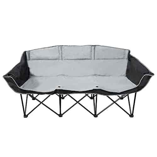 GoTEAM! 3 Seat Portable Folding Bench/Couch - Black/Gray GoTEAM! 3 Seat Portable Folding Bench/Couch - Black/Gray