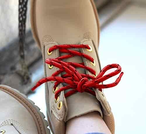 Honey Badger Work Boot Laces Heavy Duty W/Kevlar - USA Made Round Shoelaces for Boots - Red Blk, 54 in (1p) Honey Badger Work Boot Laces Heavy Duty W/Kevlar - USA Made Round Shoelaces for Boots - Red Blk, 54 in (1p)
