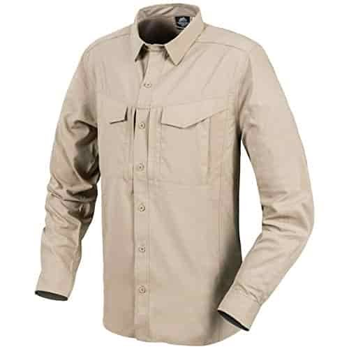 Helikon-Tex Defender Mk2 Tropical Weather Men Button Down Long Sleeve Shirt - UPF30 Sun Protection - Silver Mink, XLarge - Casual Outdoor, Fishing, Hiking, Tactical Shirt