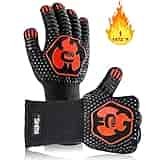 Mr. Smith BBQ Grill Gloves. Oven Mitts Protect to 1472 ºF, Extreme Heat Resistant Gloves with Multiple Advanced Layers, Comfortable Cotton Inside, Non-Slip Grip. 1 Pair, Black. Mr. Smith BBQ Grill Gloves. Oven Mitts Protect to 1472 ºF, Extreme Heat Resistant Gloves with Multiple Advanced Layers, Comfortable Cotton Inside, Non-Slip Grip. 1 Pair, Black.