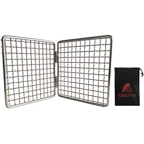 DZRZVD-The Bushcraft Foldable Backpacker's Grill Grate - Welded Stainless Steel Mesh (Camping Fire Rated)-4.7"X9.4"