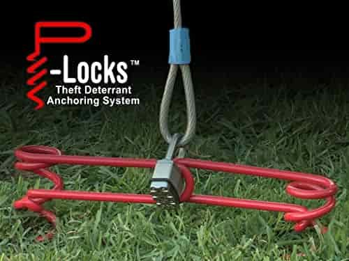 P-Locks Theft Deterrent Anchoring System and Ground Anchor. Tie Down or Stake to Secure Tents, Canopies, Awnings, etc. Earth Anchor to Protect Camping and RV Equipment, Hunting Gear, Bicycles and More