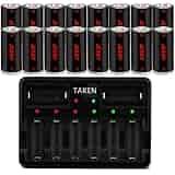 CR123A Rechargeable Batteries 16 Pack with Charger, Rechargeable Lithium Batteries [ 750mAh 3.7V ] for Arlo Cameras (VMC3030/VMK3200/VMS3330/3430/3530), Flashlight