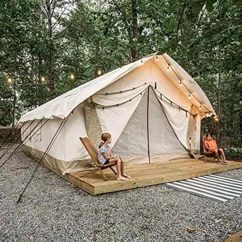 WHITEDUCK Alpha Canvas Wall Tent Waterproof 4 Season Outdoor Camping & Hunting Tent w/Heavy Duty Aluminum Frame, Best for Large Groups, Families & Outfitters (8'x10', Water Repellent)