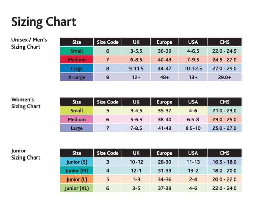best hiking socks sizing chart