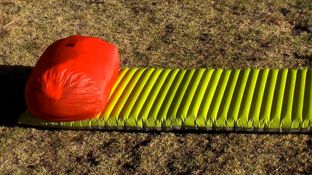 backpacking pillow on sleeping pad