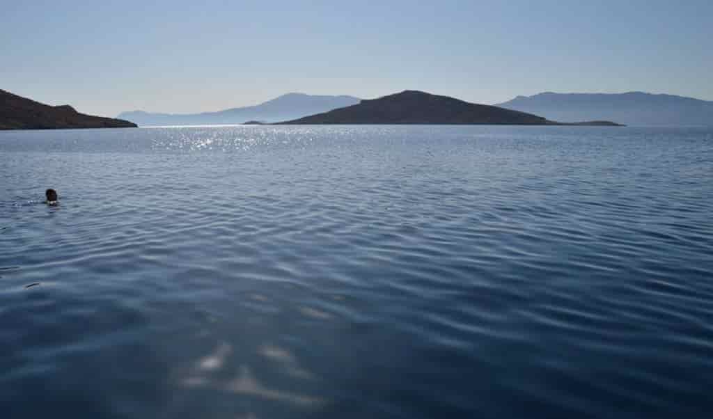 outdoor swimming near island