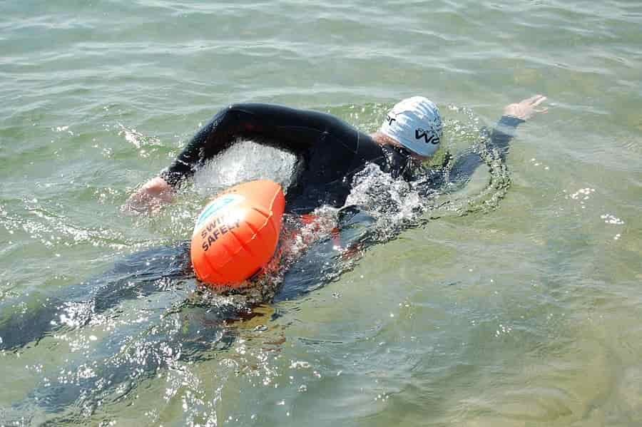 swimming with a waterproof bag