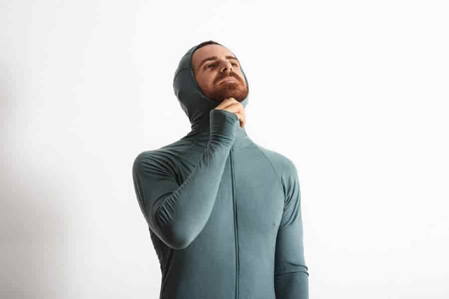 base layer with hood for warmth