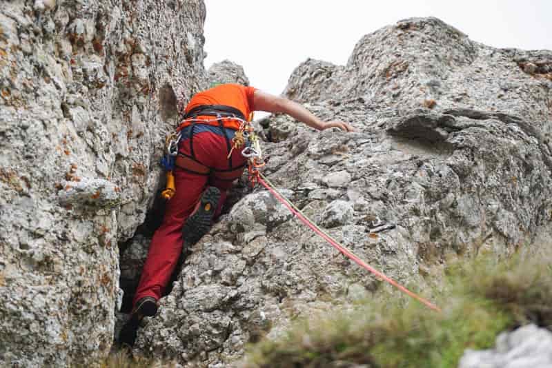 wearing pants for rock climbing outdoors