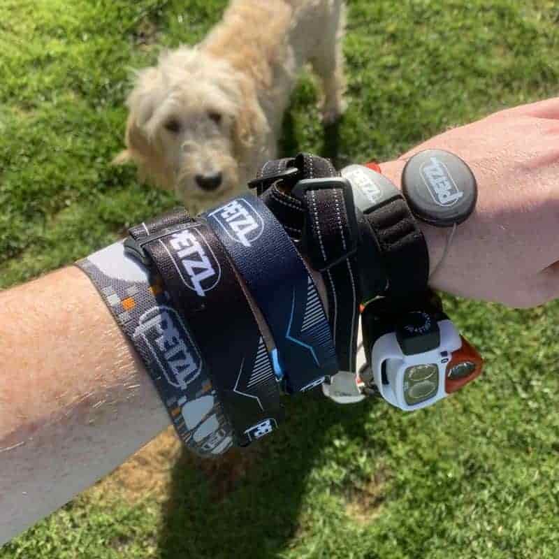 Petzl headlamps on arm Gear Advent