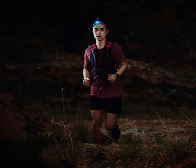 night jogging with a Petzl headlamp
