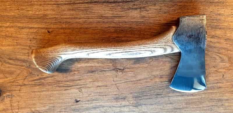 bushcraft hatchet with swedish steel and hickory handle