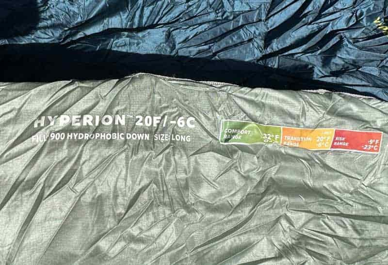 compact sleeping bag temperature rating